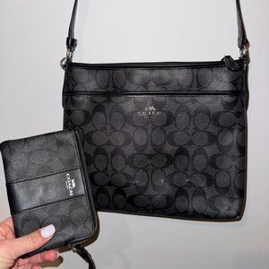 Coach Black Crossbody Bag and Wallet Set